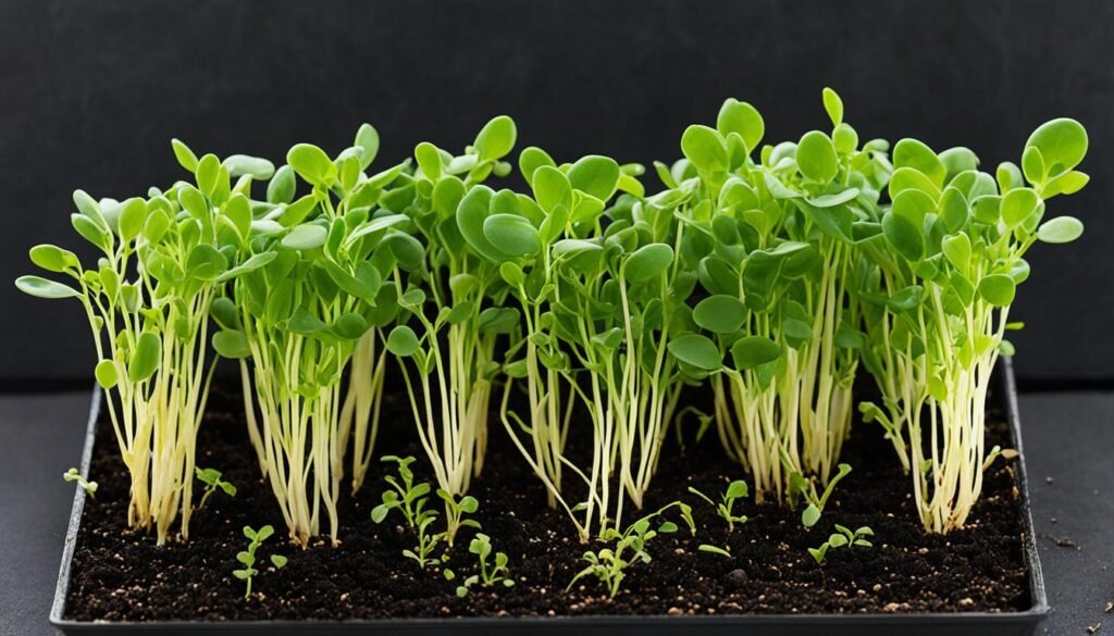 Organic fava bean microgreens growth process